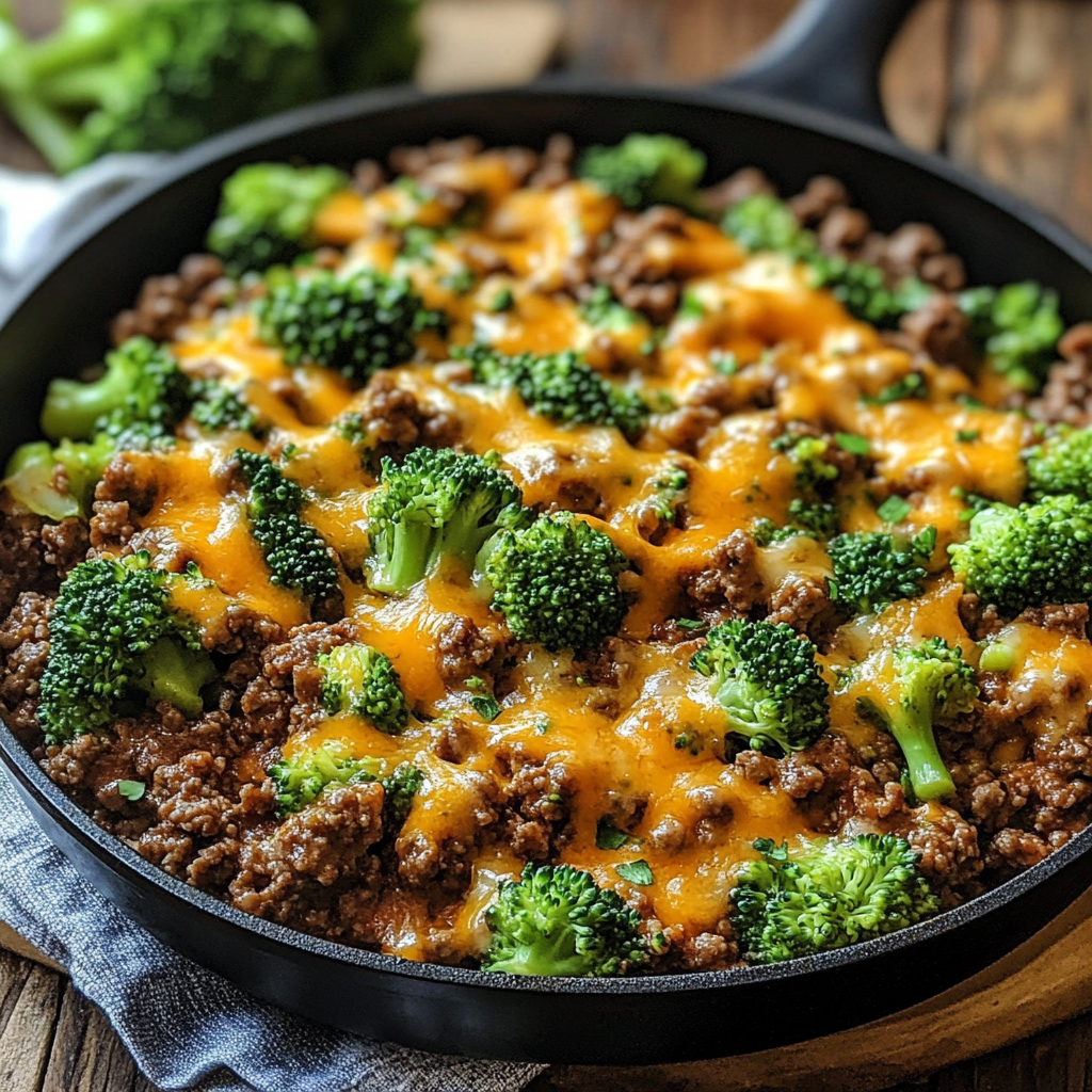 Keto Hamburger Broccoli Skillet