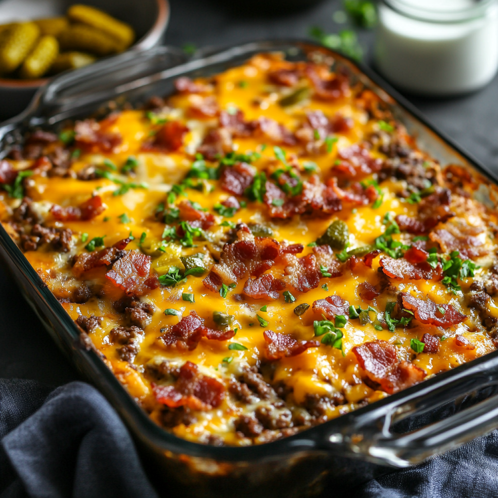 Low-Carb Bacon Cheeseburger Casserole