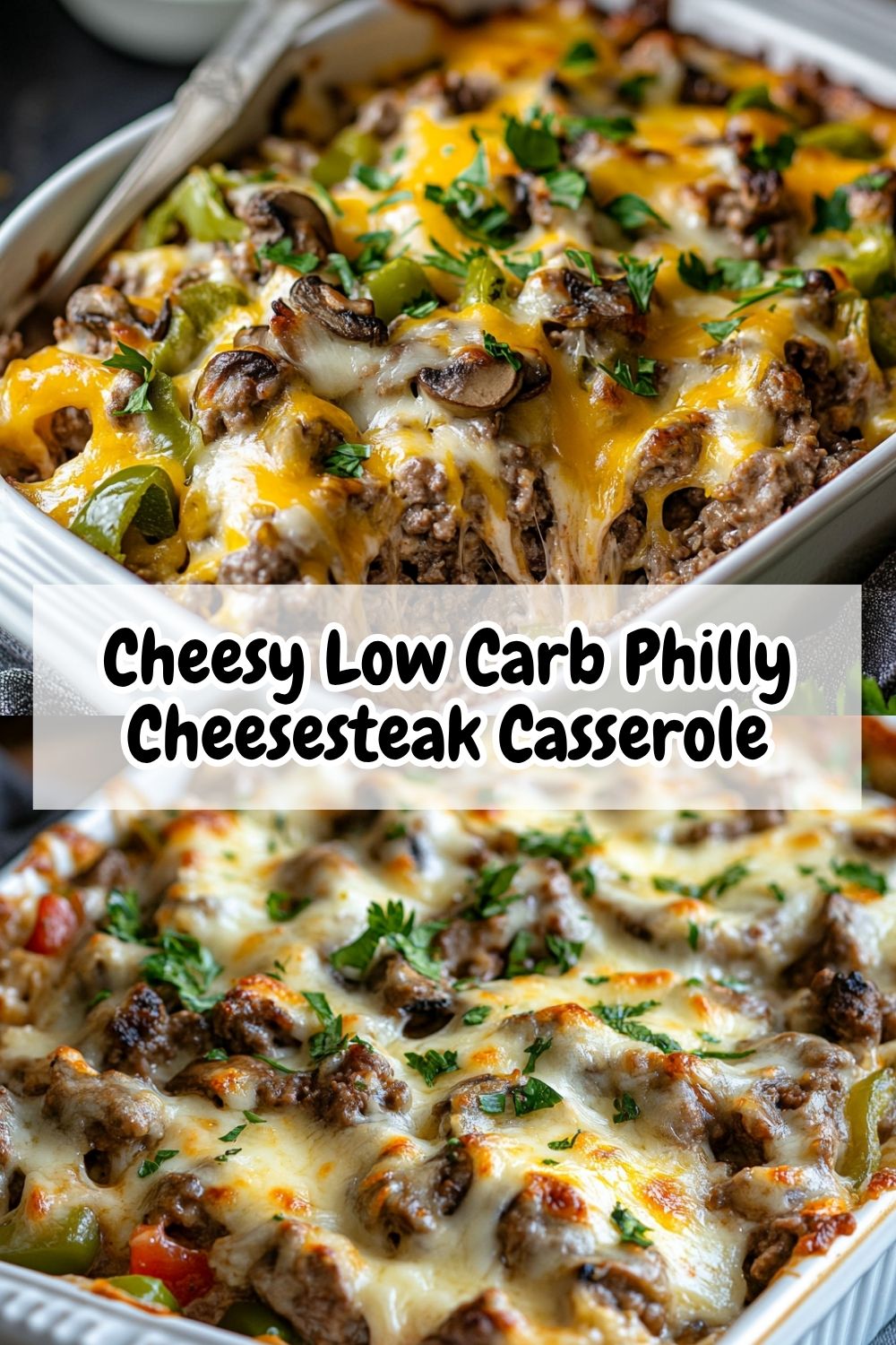 Cheesy Low Carb Philly Cheesesteak Casserole 
