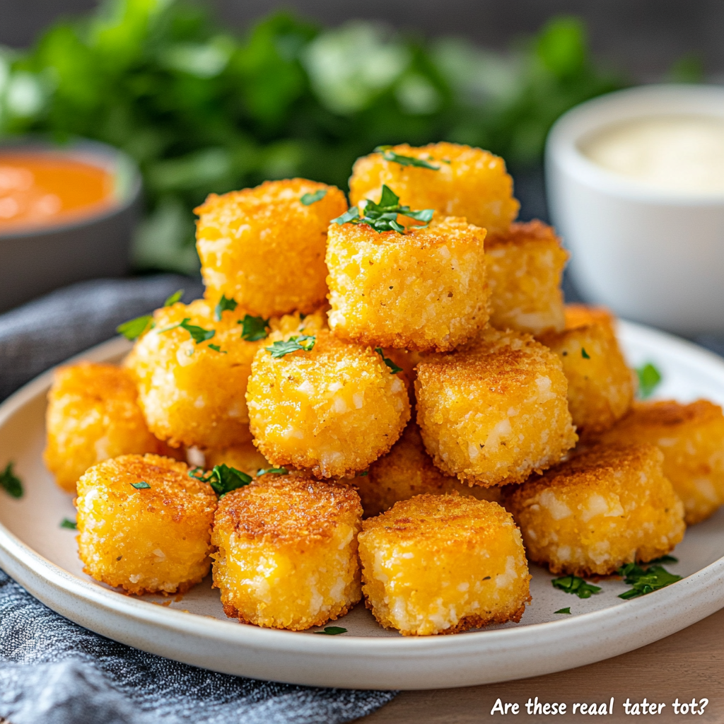 Crunchy, cheesy cauliflower tots